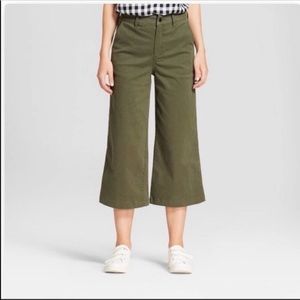Olive Green Wide Leg Crop